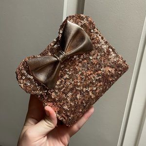 Disney Parks Loungefly Rose Gold Sequined Minnie Mouse Wallet